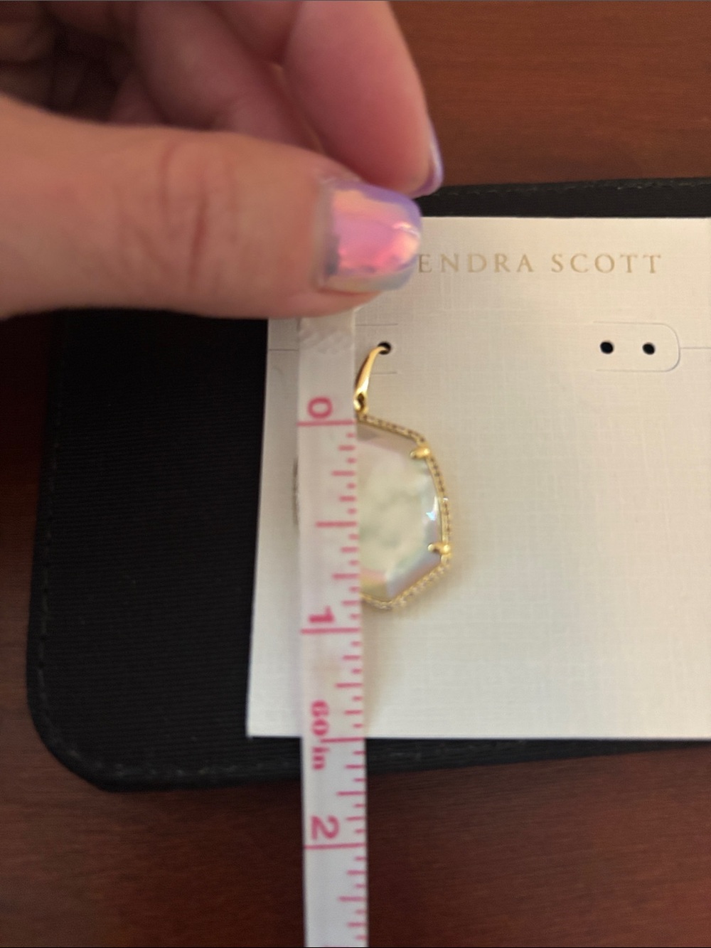 Kendra Scott Iridescent Opal-Effect Gold Drop Earrings - Picture 6 of 6